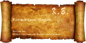 Kormányos Bogát névjegykártya